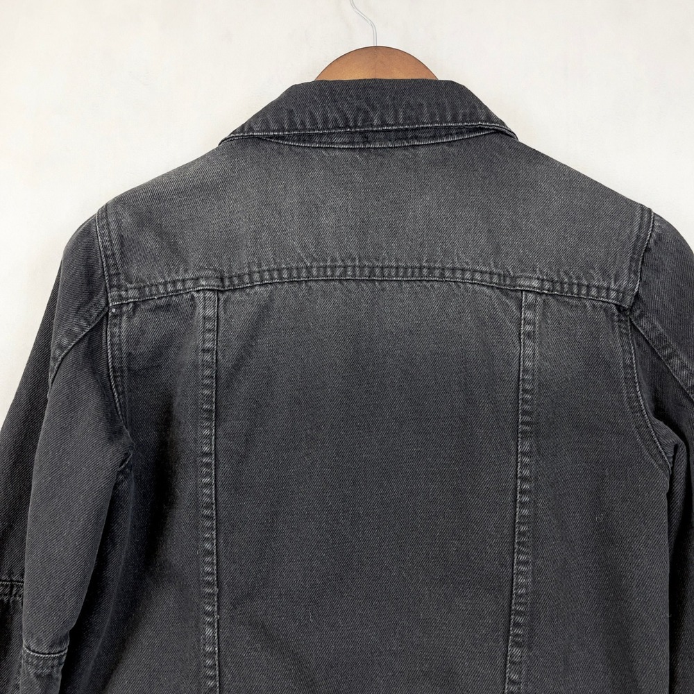 Free People Women Denim Jacket XS Black Grunge Indie Rock Trucker Western‎ Urban - Picture 6 of 14